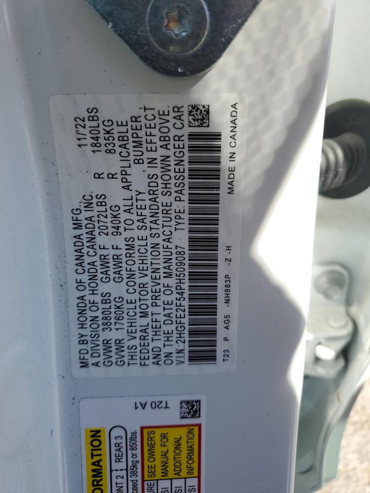 Photo 11 VIN: 2HGFE2F54PH509087 - HONDA CIVIC 