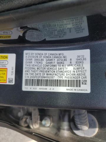 Photo 11 VIN: 2HGFE2F55NH592557 - HONDA CIVIC SPOR 