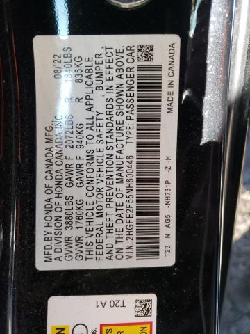 Photo 11 VIN: 2HGFE2F55NH600446 - HONDA CIVIC 