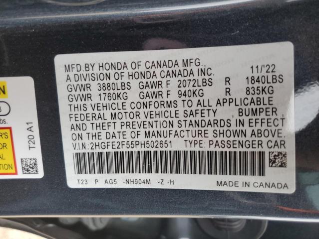 Photo 11 VIN: 2HGFE2F55PH502651 - HONDA CIVIC SPOR 