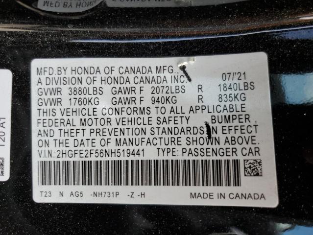 Photo 11 VIN: 2HGFE2F56NH519441 - HONDA CIVIC 