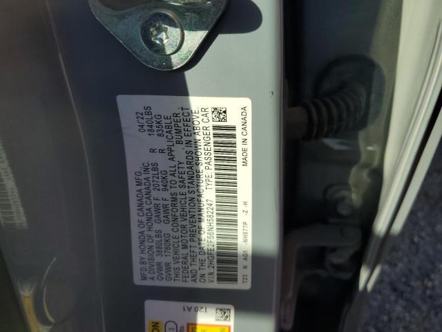 Photo 11 VIN: 2HGFE2F56NH582247 - HONDA CIVIC SPOR 