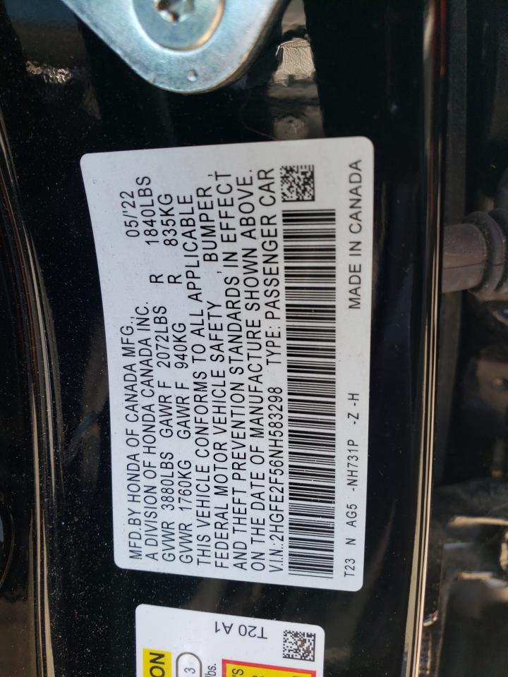 Photo 11 VIN: 2HGFE2F56NH583298 - HONDA CIVIC 