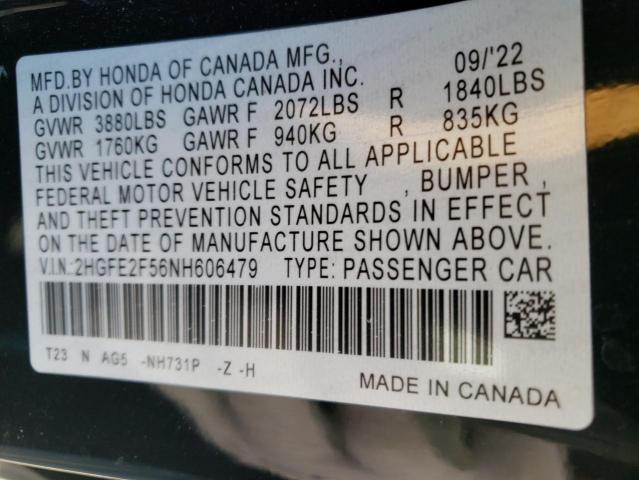 Photo 11 VIN: 2HGFE2F56NH606479 - HONDA CIVIC 