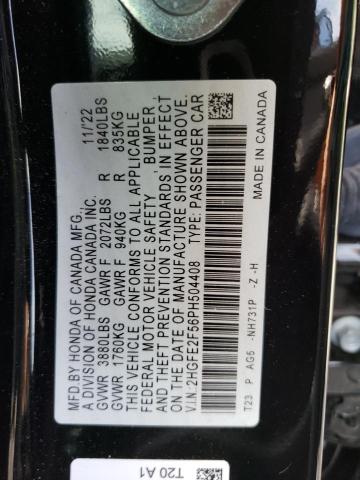 Photo 11 VIN: 2HGFE2F56PH504408 - HONDA CIVIC 