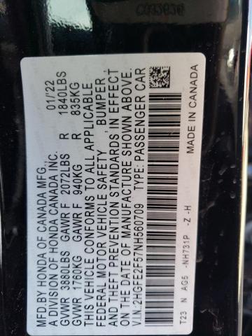 Photo 11 VIN: 2HGFE2F57NH560709 - HONDA CIVIC 