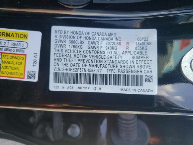 Photo 11 VIN: 2HGFE2F57NH588977 - HONDA CIVIC 