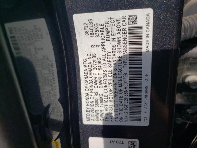 Photo 11 VIN: 2HGFE2F58NH601798 - HONDA CIVIC 