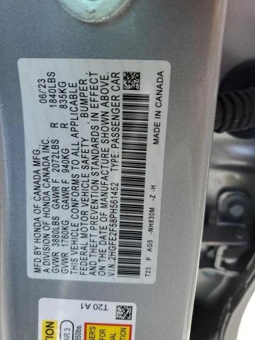 Photo 12 VIN: 2HGFE2F58PH561452 - HONDA CIVIC SPOR 