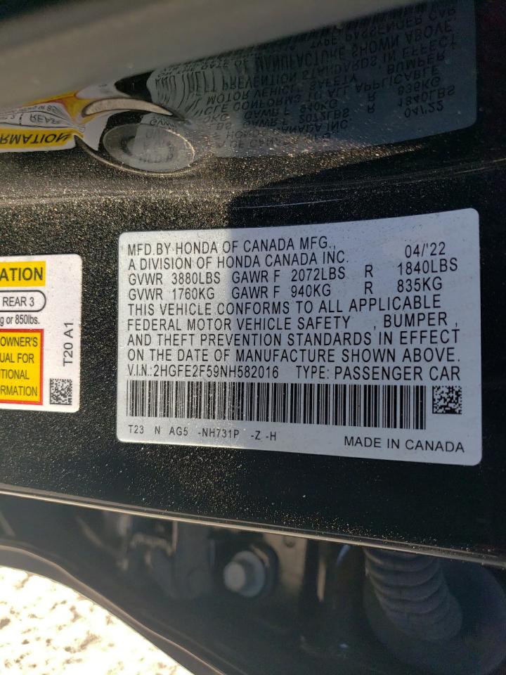 Photo 11 VIN: 2HGFE2F59NH582016 - HONDA CIVIC 