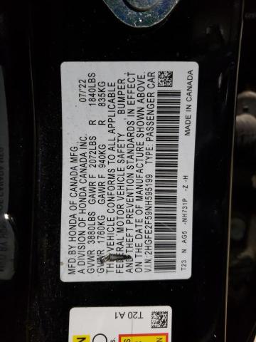 Photo 12 VIN: 2HGFE2F59NH595199 - HONDA CIVIC SPOR 