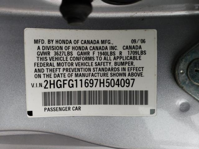 Photo 11 VIN: 2HGFG11697H504097 - HONDA CIVIC 