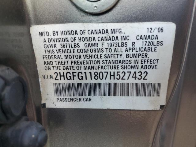 Photo 11 VIN: 2HGFG11807H527432 - HONDA CIVIC 