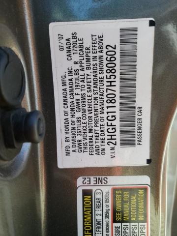 Photo 12 VIN: 2HGFG11807H580602 - HONDA CIVIC EX 