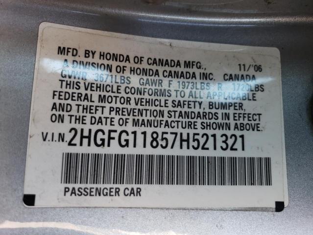 Photo 12 VIN: 2HGFG11857H521321 - HONDA CIVIC 