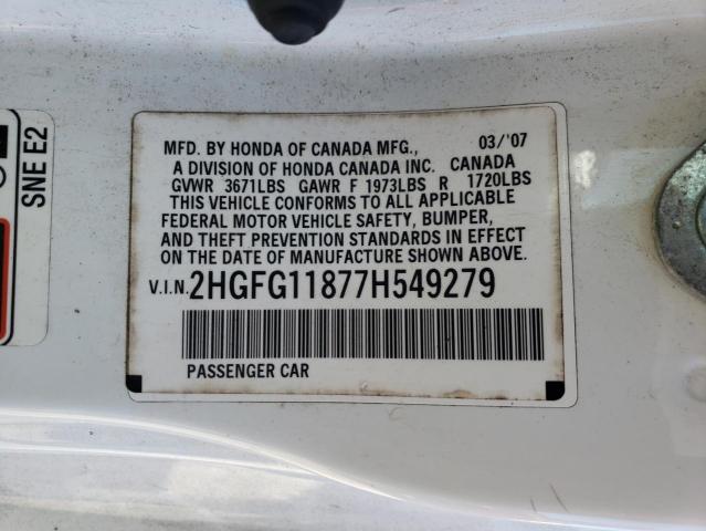 Photo 11 VIN: 2HGFG11877H549279 - HONDA CIVIC EX 