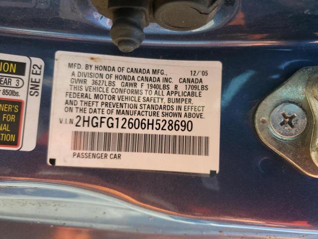 Photo 11 VIN: 2HGFG12606H528690 - HONDA CIVIC LX 