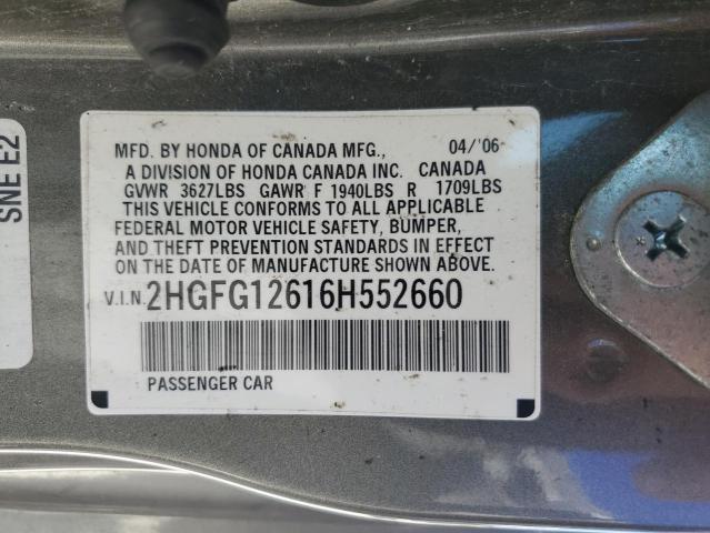 Photo 11 VIN: 2HGFG12616H552660 - HONDA CIVIC 