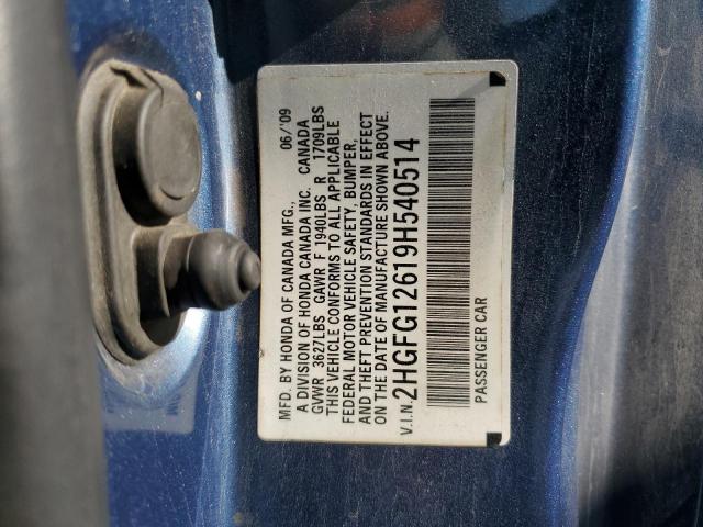 Photo 11 VIN: 2HGFG12619H540514 - HONDA CIVIC LX 