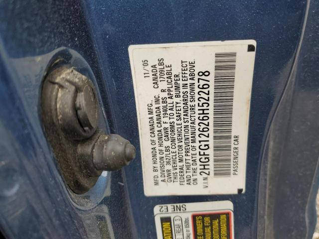 Photo 11 VIN: 2HGFG12626H522678 - HONDA CIVIC 