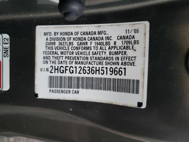 Photo 11 VIN: 2HGFG12636H519661 - HONDA CIVIC 