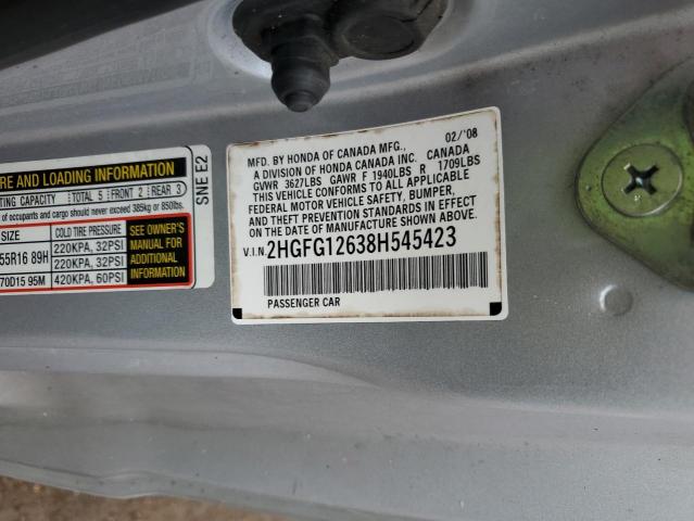 Photo 11 VIN: 2HGFG12638H545423 - HONDA CIVIC LX 