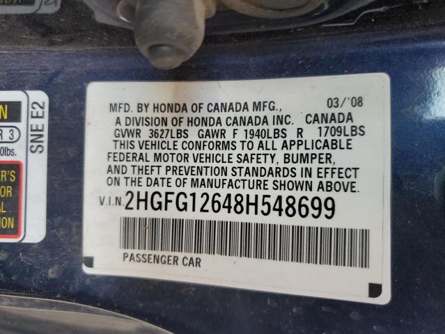 Photo 11 VIN: 2HGFG12648H548699 - HONDA CIVIC LX 