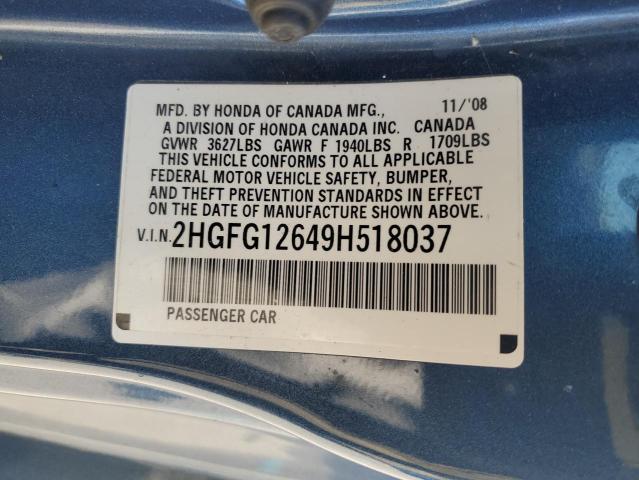 Photo 11 VIN: 2HGFG12649H518037 - HONDA CIVIC LX 