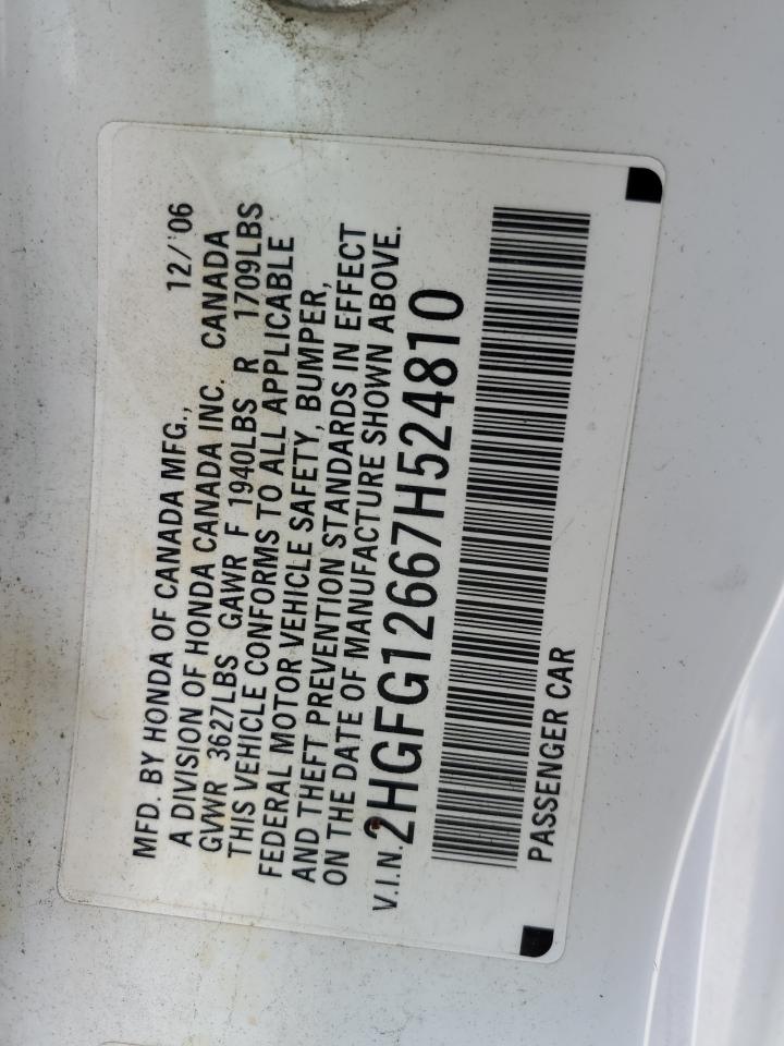 Photo 11 VIN: 2HGFG12667H524810 - HONDA CIVIC 