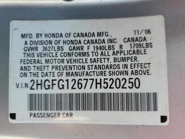 Photo 11 VIN: 2HGFG12677H520250 - HONDA CIVIC LX 