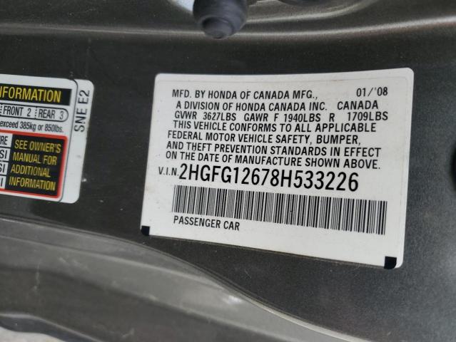 Photo 11 VIN: 2HGFG12678H533226 - HONDA CIVIC LX 