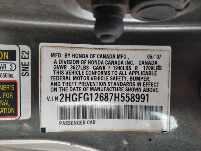 Photo 11 VIN: 2HGFG12687H558991 - HONDA CIVIC 