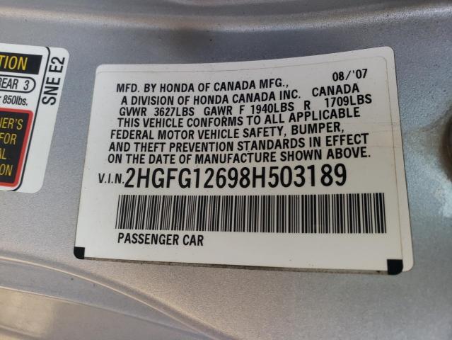 Photo 11 VIN: 2HGFG12698H503189 - HONDA CIVIC 