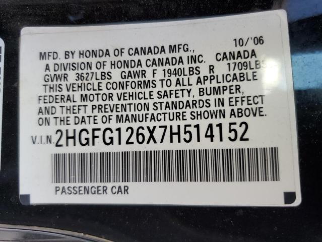 Photo 11 VIN: 2HGFG126X7H514152 - HONDA CIVIC 