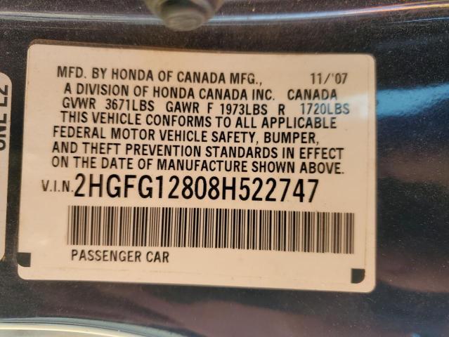 Photo 11 VIN: 2HGFG12808H522747 - HONDA CIVIC EX 