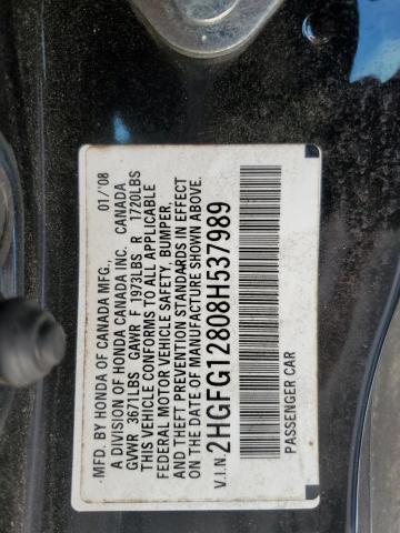 Photo 11 VIN: 2HGFG12808H537989 - HONDA CIVIC EX 