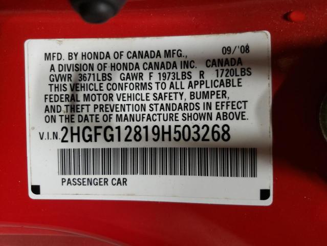 Photo 11 VIN: 2HGFG12819H503268 - HONDA CIVIC EX 