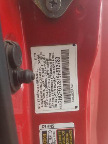 Photo 9 VIN: 2HGFG12819H512780 - HONDA CIVIC EX 