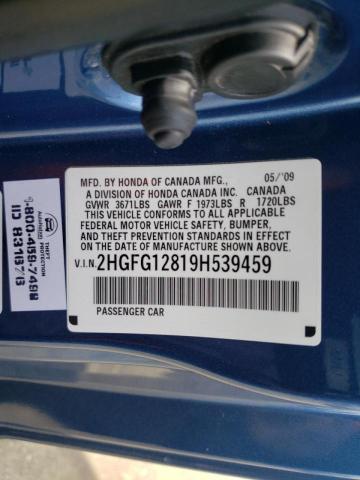 Photo 9 VIN: 2HGFG12819H539459 - HONDA CIVIC EX 