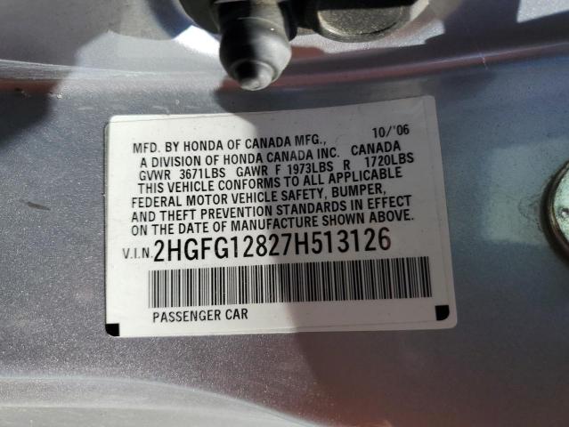 Photo 11 VIN: 2HGFG12827H513126 - HONDA CIVIC EX 