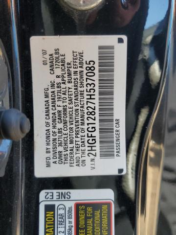 Photo 11 VIN: 2HGFG12827H537085 - HONDA CIVIC EX 