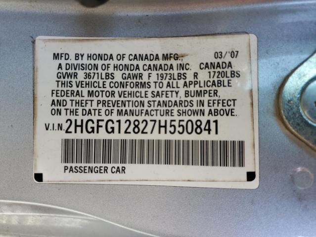 Photo 12 VIN: 2HGFG12827H550841 - HONDA CIVIC EX 