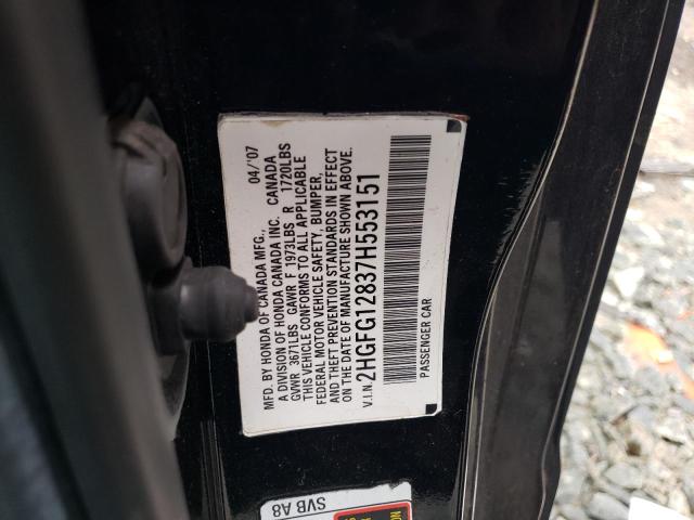 Photo 11 VIN: 2HGFG12837H553151 - HONDA CIVIC 