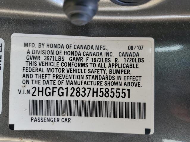 Photo 11 VIN: 2HGFG12837H585551 - HONDA CIVIC 