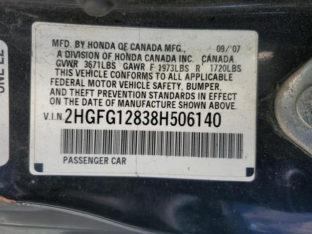 Photo 11 VIN: 2HGFG12838H506140 - HONDA CIVIC 