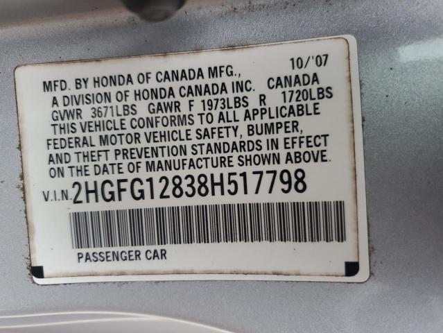 Photo 11 VIN: 2HGFG12838H517798 - HONDA CIVIC 