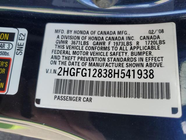 Photo 11 VIN: 2HGFG12838H541938 - HONDA CIVIC 