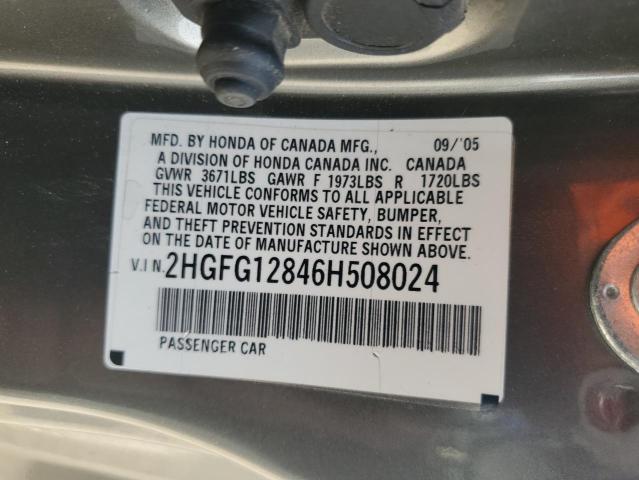 Photo 11 VIN: 2HGFG12846H508024 - HONDA CIVIC 