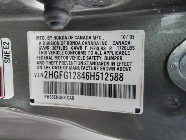 Photo 11 VIN: 2HGFG12846H512588 - HONDA CIVIC 