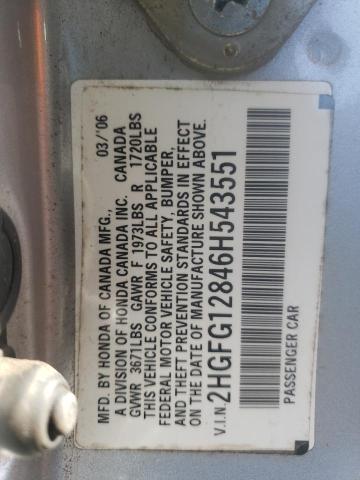 Photo 9 VIN: 2HGFG12846H543551 - HONDA CIVIC EX 